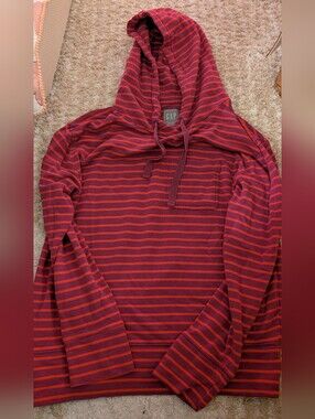 GAP Purple and Red Striped Hoodie Sweatshirt